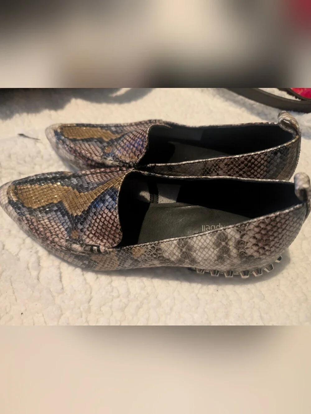 Jeffrey Campbell Women's Snake-Print Pointed Loafers in Brown/Tan/Black
